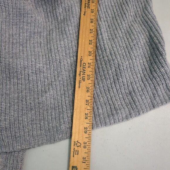 Garnet Hill gray Fur Trim removable collar Cardigan Sweater Poncho medium - Picture 3 of 6